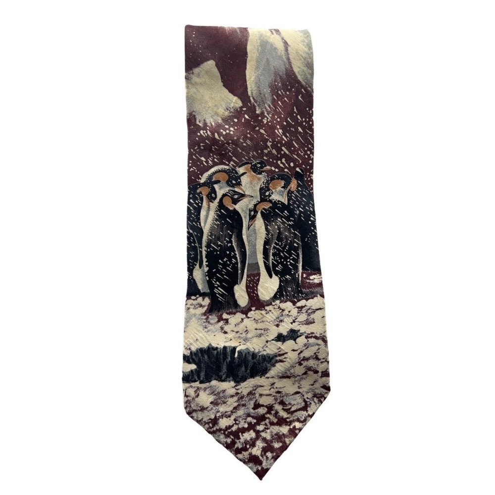 Endangered Species "King of the Cold" King Penguin 100% Silk Tie Made in USA